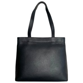 Serena, sort shopper/skuldertaske i skind med to skulderremme og et stort rum