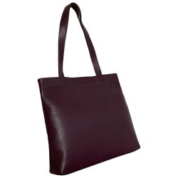 Serena, burgundy shopper/skuldertaske i skind med to skulderremme og et stort rum