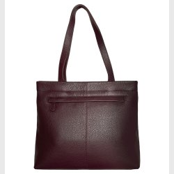 Serena, burgundy shopper/skuldertaske i skind med to skulderremme og et stort rum