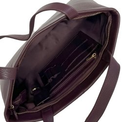 Serena, burgundy shopper/skuldertaske i skind med to skulderremme og et stort rum