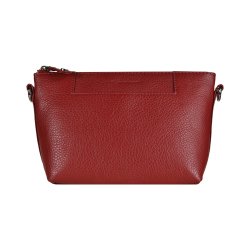 Athan, Belsac mørk rød clutch/crossbody i skind med frontlomme og lang regulerbar/aftagelig rem