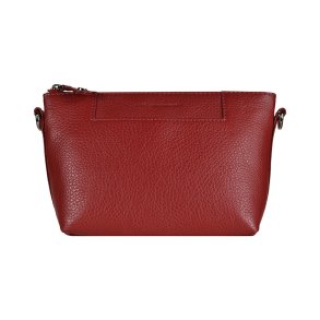 Athan, Belsac m�rk r�d clutch/crossbody i skind med frontlomme og lang regulerbar/aftagelig rem