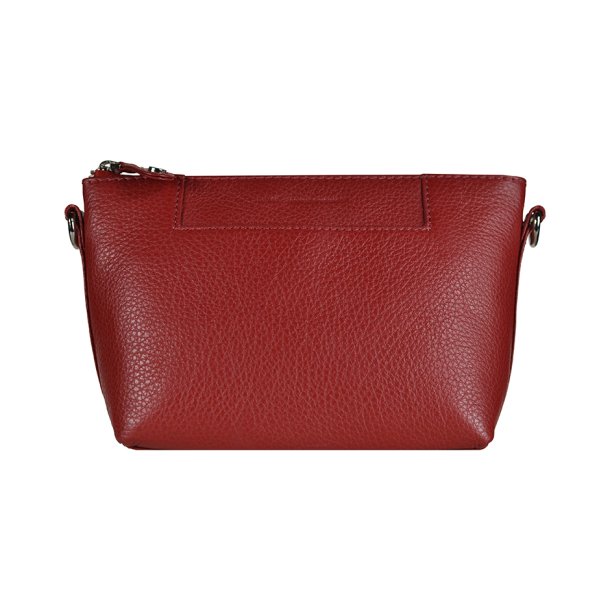 Athan, Belsac mørk rød clutch/crossbody i skind med frontlomme og lang regulerbar/aftagelig rem