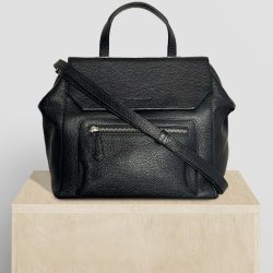 Malin, Belsac sort hndtaske i skind med kort hank og lang crossbody rem