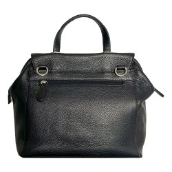 Malin, Belsac sort hndtaske i skind med kort hank og lang crossbody rem