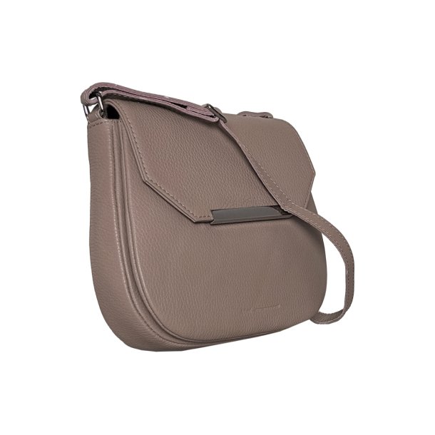 Josefin, Belsac rosa skuldertaske/crossbody i skind med flere rum og overslag