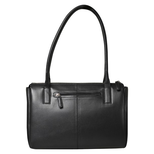 Estelle, Belsac sort rummelig skuldertaske i skind med kraftige skulderremme