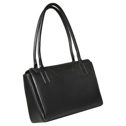 Estelle, Belsac sort rummelig skuldertaske i skind med kraftige skulderremme