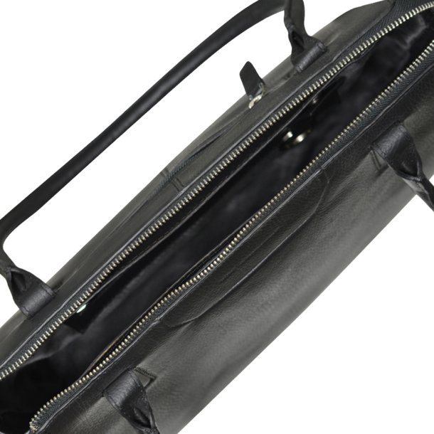 Estelle, Belsac sort rummelig skuldertaske i skind med kraftige skulderremme