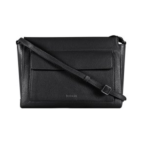  Kasa, Belsac sort crossbody i bl�dt skind med stor forlomme og lang rem