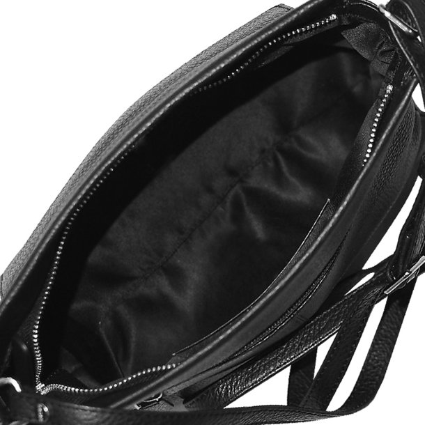  Kasa, Belsac sort crossbody i bldt skind med stor forlomme og lang rem