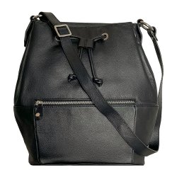 Sophia, Belsac sort rummelig skuldertaske i skind med kraftig rem