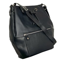 Sophia, Belsac sort rummelig skuldertaske i skind med kraftig rem