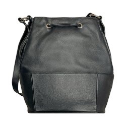 Sophia, Belsac sort rummelig skuldertaske i skind med kraftig rem