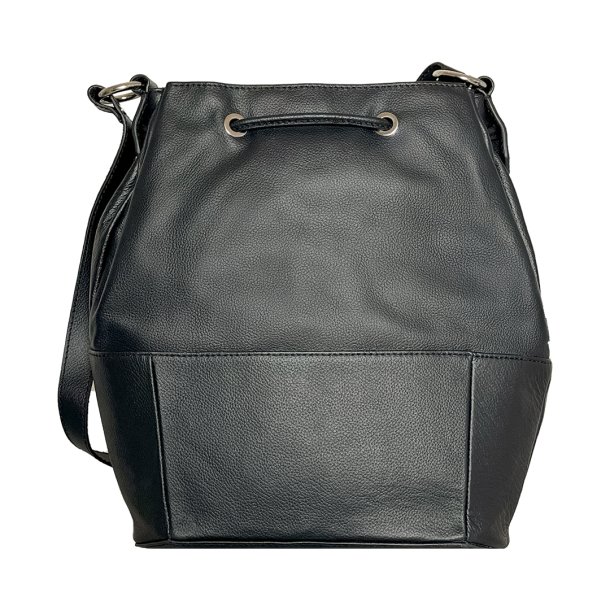 Sophia, Belsac sort rummelig skuldertaske i skind med kraftig rem