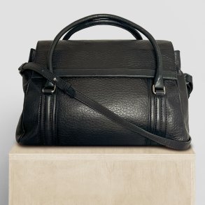 Florissa, Belsac varm sort arbejdstaske i skind med flere rum og kraftige hanke