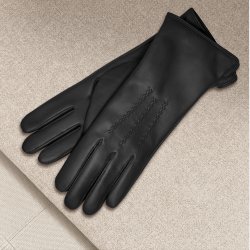 Marseille, Belsac, lang skindhandske i sort med kraftige syninger