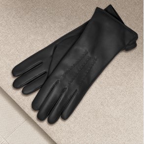 Marseille, Belsac, lang skindhandske i sort med kraftige syninger