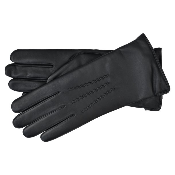 Marseille, Belsac, lang skindhandske i sort med kraftige syninger