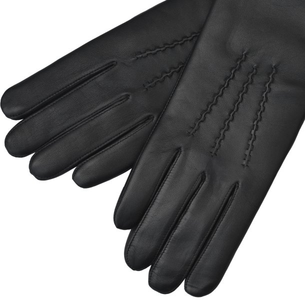 Marseille, Belsac, lang skindhandske i sort med kraftige syninger