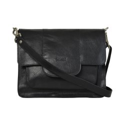 Destinee, Belsac sort crossbody i skind med kraftigt overslag