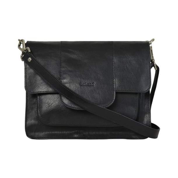 Destinee, Belsac sort crossbody i skind med kraftigt overslag