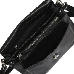 Destinee, Belsac sort crossbody i skind med kraftigt overslag