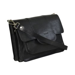 Destinee, Belsac sort crossbody i skind med kraftigt overslag