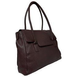 Nira, Belsac varm brun arbejdstaske i skind med flere rum og kraftige skulderremme