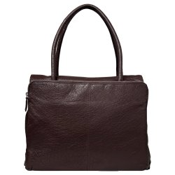 Nira, Belsac varm brun arbejdstaske i skind med flere rum og kraftige skulderremme