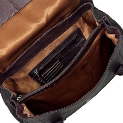 Nira, Belsac varm brun arbejdstaske i skind med flere rum og kraftige skulderremme