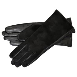 Belsac, skindhandske i sort med fake pels p oversiden
