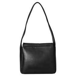 Poula, Belsac sort skuldertaske i bldt skind med kraftig rem