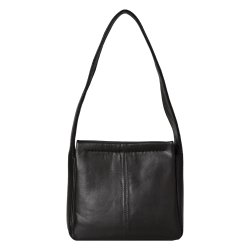 Poula, Belsac sort skuldertaske i bldt skind med kraftig rem