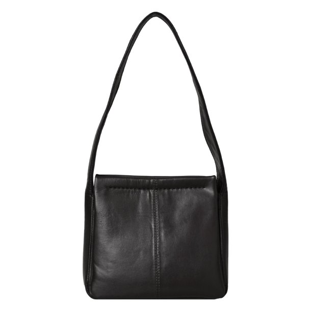 Poula, Belsac sort skuldertaske i bldt skind med kraftig rem