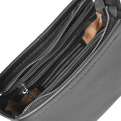 Poula, Belsac sort skuldertaske i bldt skind med kraftig rem