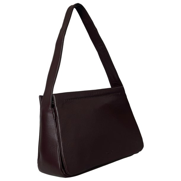 Paulette, Belsac varm brun skuldertaske i bldt skind med kraftig rem