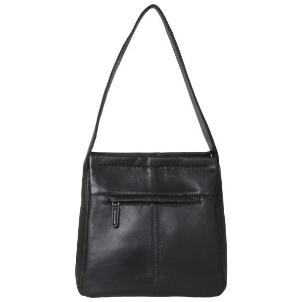 Phoebe, Belsac sort skuldertaske i bldt skind med flere rum