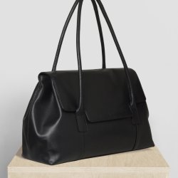 Puk, Belsac sort arbejdstaske i bldt skind med flere rum 