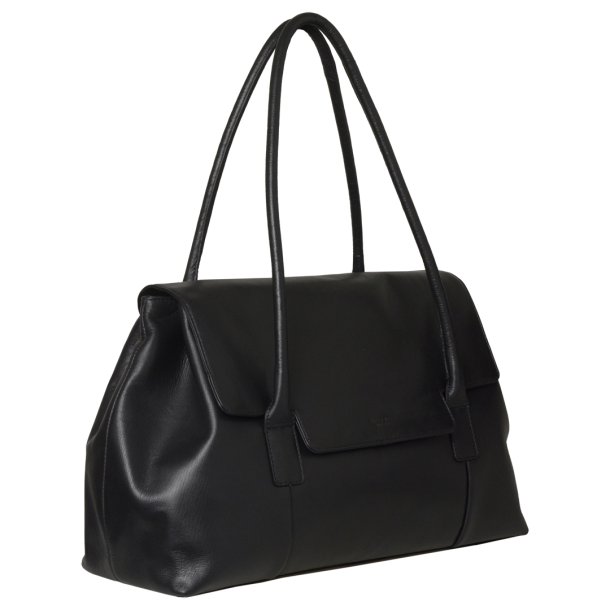 Puk, Belsac sort arbejdstaske i bldt skind med flere rum 