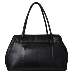 Puk, Belsac sort arbejdstaske i bldt skind med flere rum 