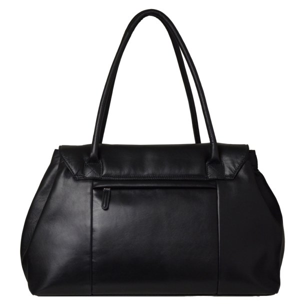 Puk, Belsac sort arbejdstaske i bldt skind med flere rum 