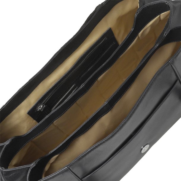 Puk, Belsac sort arbejdstaske i bldt skind med flere rum 