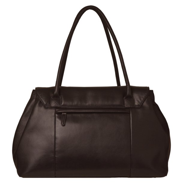 Puk, Belsac varm brun arbejdstaske i bldt skind med flere rum 