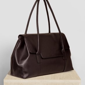 Puk, Belsac varm brun arbejdstaske i bldt skind med flere rum 