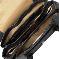 Roseanna , Belsac sort skuldertaske i skind med oversalg og kraftige skulderhanke