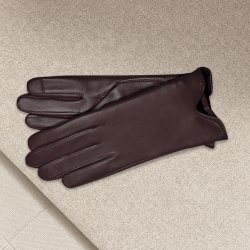 Kirsthine, Belsac glat skindhandske i brun med touch