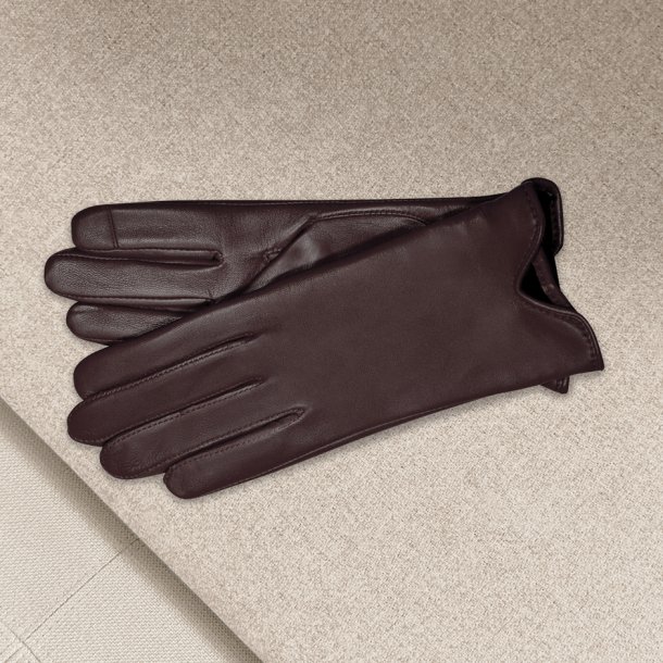 Kirsthine, Belsac glat skindhandske i brun med touch