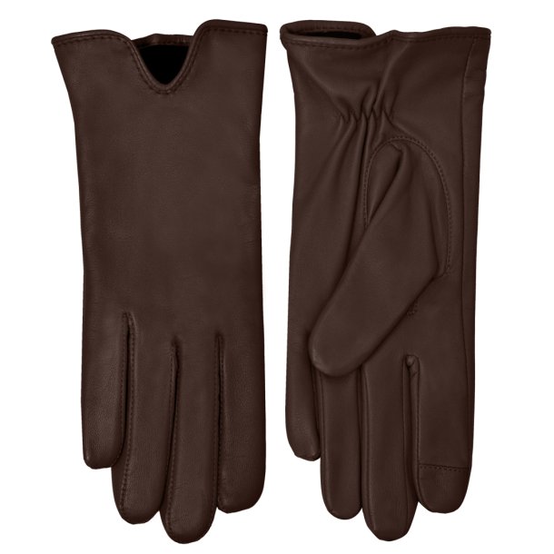 Kirsthine, Belsac glat skindhandske i brun med touch