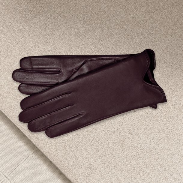 Kirsthine, Belsac glat skindhandske i fudge med touch